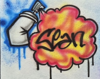 Personalized Airbrushed Graffiti Shirt: 90s Neon Spray Can Design