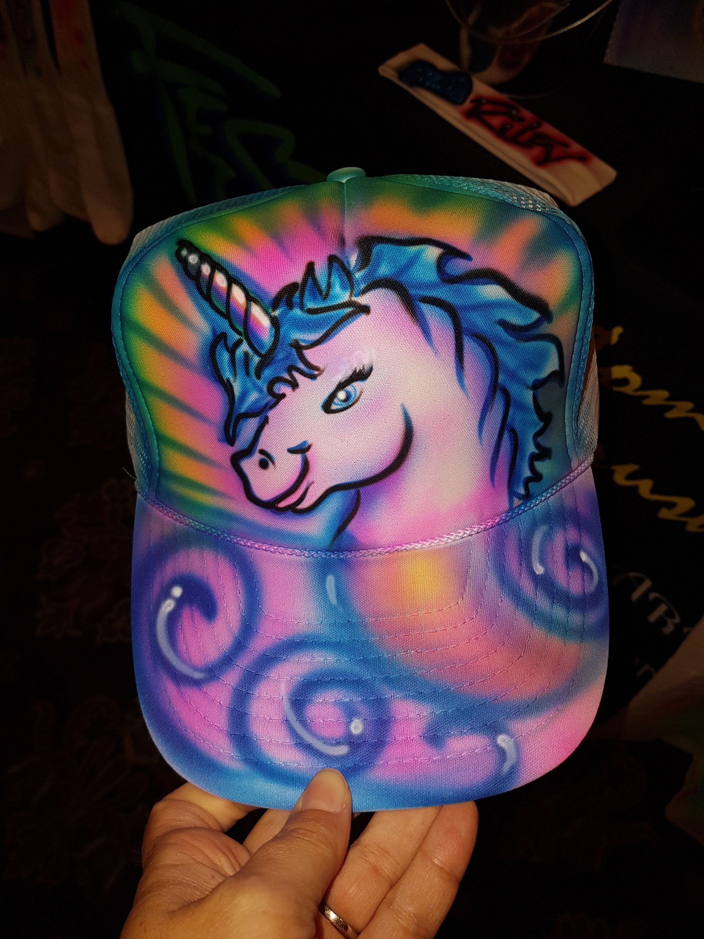 Unicorn Hat Custom Airbrush Trucker 