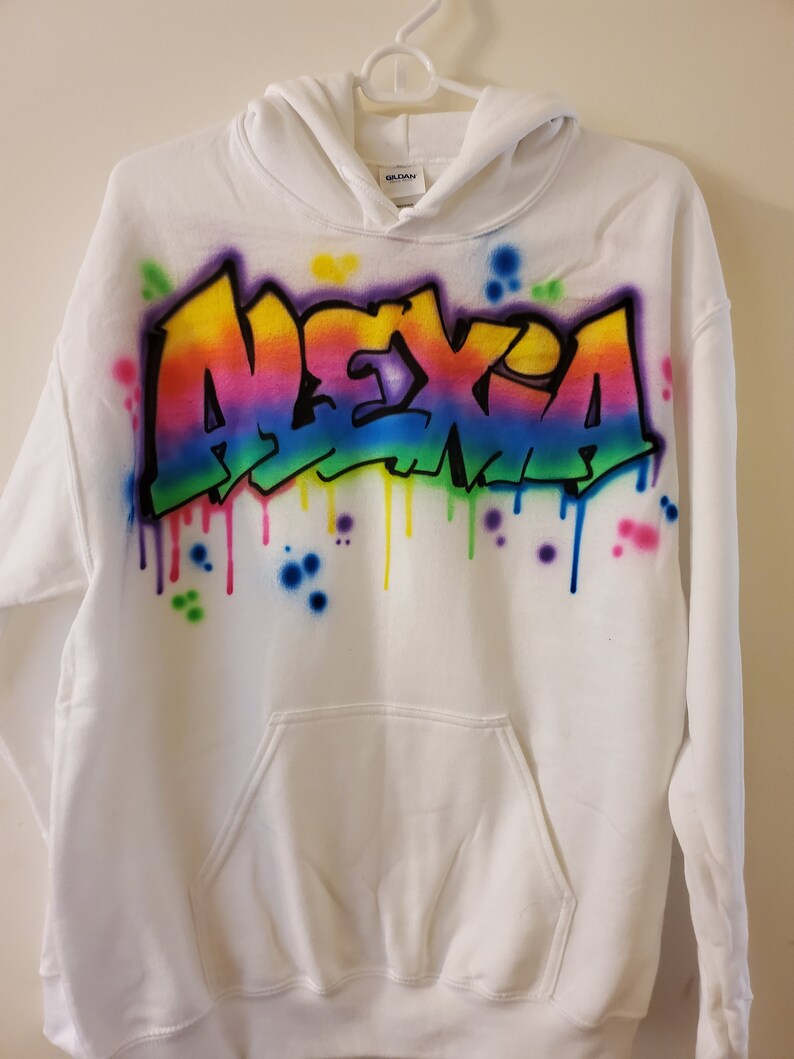 Hoodie Rainbow Sweatshirt Graffiti Hoodie Spray Paint Etsy