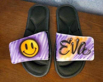 Custom Airbrush Memory Foam Slides: Graffiti Style Slip-Ons
