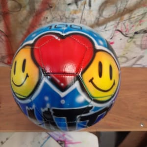 Custom Airbrushed Soccer Ball: Personalized Peace, Love, Happiness