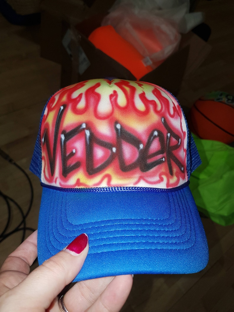 Bar Mitzvah Giveaway Party Giveaways Fireman gift Flames Fire Custom Airbrush Trucker cap Party Favor Hat Personalized hat Hot stuff