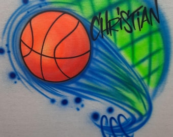 Sudadera con capucha aerografiada, diseño de baloncesto