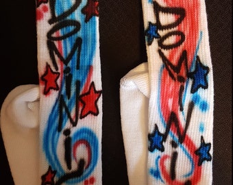 Personalized Baseball Socks: Airbrushed Stars & Stripes, Sports Gift