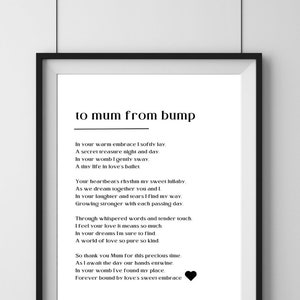 A present to mum from bump - newborn baby gift 1 gift for new mums - a poem for new mums - digital download gifts