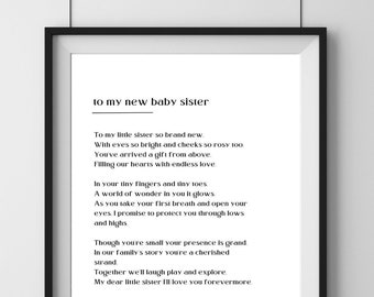 A poem for my new baby sister - gift from brother to new baby sister - gift from sister to new baby sister - digital download