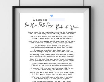 Gedicht cadeau zwangerschapsverlof, weer aan het werk afdrukbaar, nieuwe moeder (bewerkbare pdf)