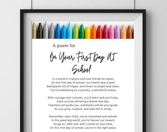 Personalized First Day at School Poem - Instant Downloadable Poem