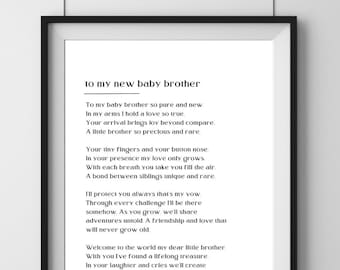 poem from sister to brother - poem for new baby brother - gift for new  - gift for new baby - download gift