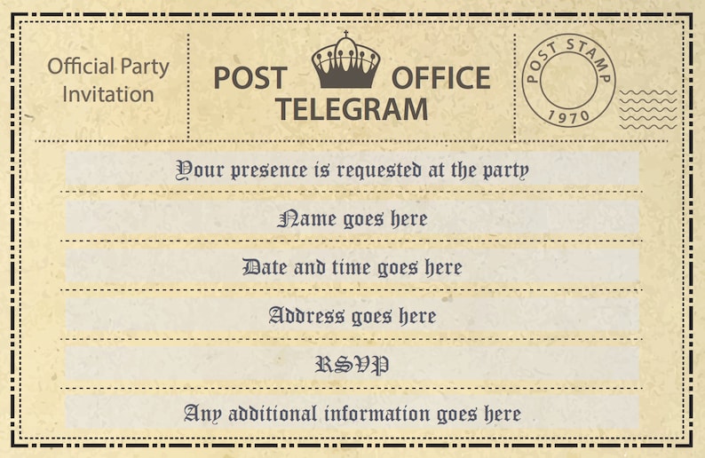 Editable Telegram Birthday Invitation Printable Invitation image 1