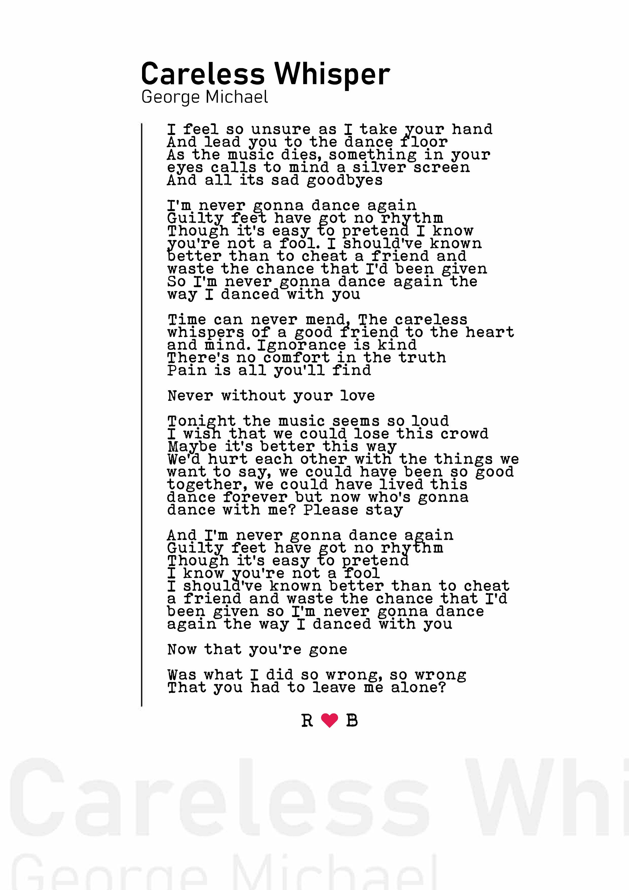 Letra Michael Careless Whisper Letra Cancion