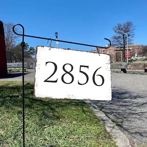 Custom Hanging Address Sign, Personalized Yard Sign, Rustic Garden Flag Stand Address Sign, Aluminum House Number Sign,Housewarming Gift,H50