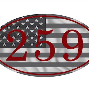 Aangepaste ovale adres teken Amerikaanse vlag aluminium 12 "W x 7" H, gepersonaliseerde huis nummer teken, adres plaquette, housewarming geschenk, AF