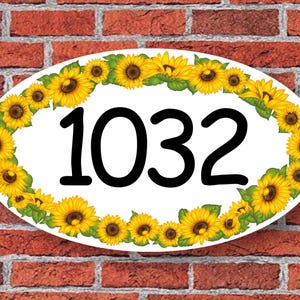 Sunflower House Numbers, Colorful Flower House number sign, Custom Address plaque for outdoor, Address Sign, House Number Plaque, C80