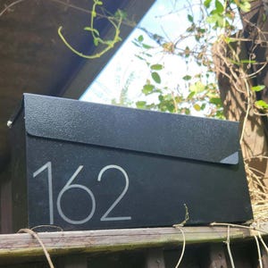 Modern Custom Mailbox – Wall Mounted, Black Metal, Laser-Engraved House Number, Durable Outdoor Mailbox