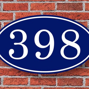 Custom Oval Address Number Sign Blue 12"W x 7"H, Personalized House Number Sign, Address Plaque, Housewarming Gift, #81be