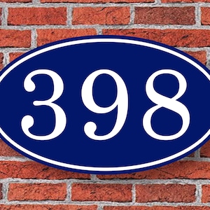 Custom Oval Address Number Sign Blue 12"W x 7"H, Personalized House Number Sign, Address Plaque, Housewarming Gift, #81be