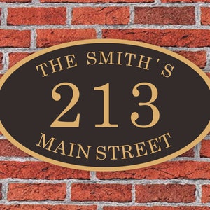 Custom Address Sign Aluminum Oval  12&quot;W x 7&quot;H, Personalized House Number Sign, Address Plaque, Housewarming Gift, C01