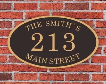 Custom Address Sign Aluminum Oval  12"W x 7"H, Personalized House Number Sign, Address Plaque, Housewarming Gift, C01