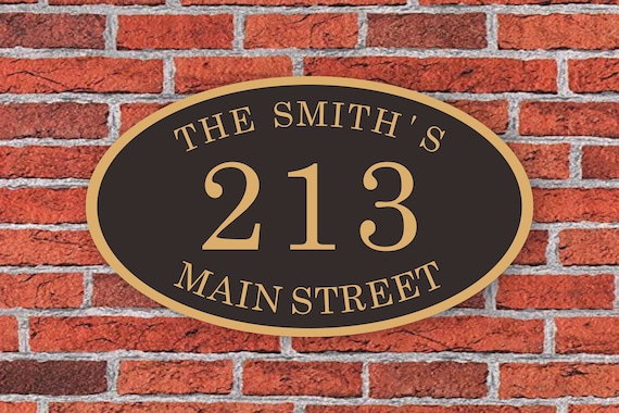 Custom Address Sign Aluminum Oval  12"W x 7"H, Personalized House Number Sign, Address Plaque, Housewarming Gift, C01