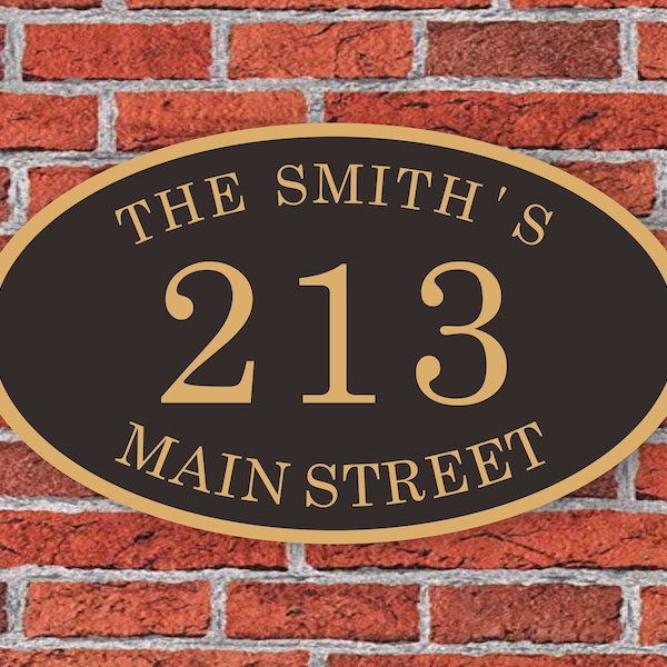 Custom Address Sign Aluminum Oval  12"W x 7"H, Personalized House Number Sign, Address Plaque, Housewarming Gift, C01