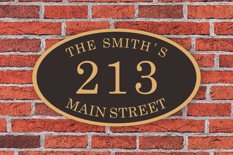 Custom Address Sign Aluminum Oval  12'W x 7'H, Personalized House Number Sign, Address Plaque, Housewarming Gift, C01 