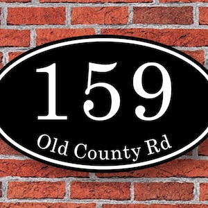 Custom Address Sign Aluminum Oval  12"W x 7"H, Personalized House Number Sign, Address Plaque, Housewarming Gift, 500