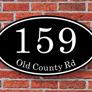 Custom Address Sign Aluminum Oval  12&quot;W x 7&quot;H, Personalized House Number Sign, Address Plaque, Housewarming Gift, 500
