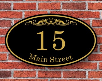 Custom Address Sign Aluminum Oval 12"W x 7"H, Personalized House Number Sign, Address Plaque, Housewarming Gift, 94