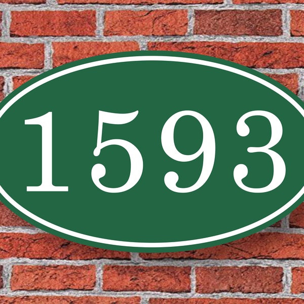 Custom Oval House Number Sign Green Aluminum 12"W x 7"H, Personalized House Number Sign, Address Plaque, Housewarming Gift, #81g