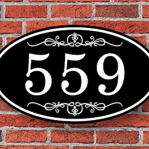 Custom Oval Address Sign Aluminum 12"W x 7"H, Personalized House Number Sign, Address Plaque, Housewarming Gift, 106