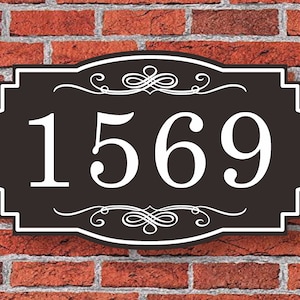 Victorian 1-line Address Sign, Custom Shaped Address Plaque, Architectural House Number Sign, Wall Address Plaque,Metal Sign for Outdoor,V3