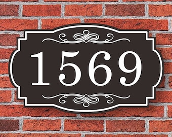 Victorian 1-line Address Sign, Custom Shaped Address Plaque, Architectural House Number Sign, Wall Address Plaque,Metal Sign for Outdoor,V3