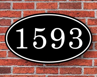 thumbnail image 2 of Handmade Personalized Oval Address Sign – 12x7” Aluminum – White High Gloss – Black Letters – Wall Or Door Mount 2 of 4