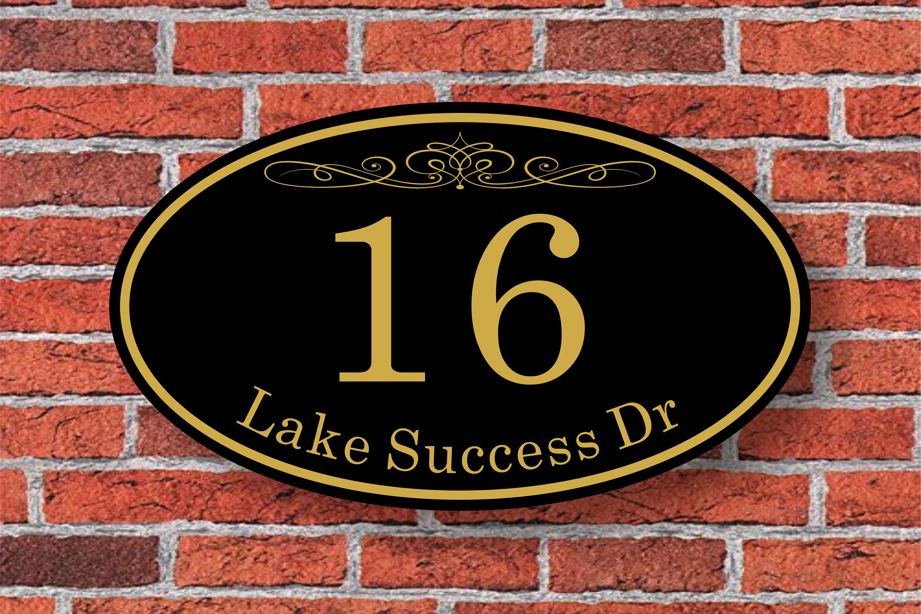 Custom Oval Address Sign Aluminum 12"w X 7"h, Personalized House Number ...