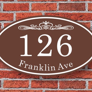 Customized Address Sign Aluminum Oval  12&quot;W x 7&quot;H, Personalized House Number Sign, Address Plaque, Housewarming Gift, 98