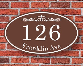 Customized Address Sign Aluminum Oval  12"W x 7"H, Personalized House Number Sign, Address Plaque, Housewarming Gift, 98