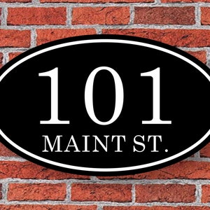 Panneau d’adresse personnalisé Ovale en aluminium 12 « L x 7 « H, Panneau de numéro de maison extérieur personnalisé, Plaque d’adresse, Cadeau de pendaison de crémaillère, 50