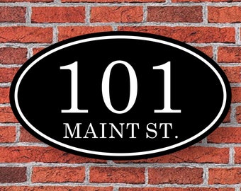 Custom Address Sign Aluminum Oval  12"W x 7"H, Personalized Outside House Number Sign, Address Plaque, Housewarming Gift, 50