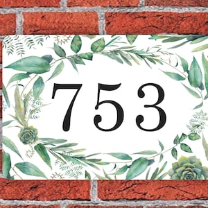 Floral House Number Sign, Green Address Plaque, Custom House Number, Street Number Sign, Aluminum 12&quot;W x 8&quot;H, S109