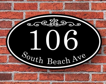House Number Sign, Address Plaque, House Number Plaque with Scroll, House Numbers, Personalized Address Sign, Address Plaque for House, 67