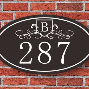 House Number Family Sign, Monogram House Numbers Sign, Family Address Sign, House Number, Address Plaque, Aluminum 12&quot;W x 7&quot;H, C206