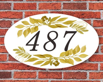 Signo de número de casa de flores, placa de dirección de otoño, números de casa, signo de número de dirección personalizado, aluminio 12 "W x 7" H, C108
