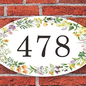 House Numbers, Colorful Flower House number sign, Custom Address plaque for outdoor, Address Sign, House Number Plaque, Address Numbers,C110