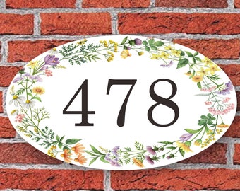 House Numbers, Colorful Flower House number sign, Custom Address plaque for outdoor, Address Sign, House Number Plaque, Address Numbers,C110