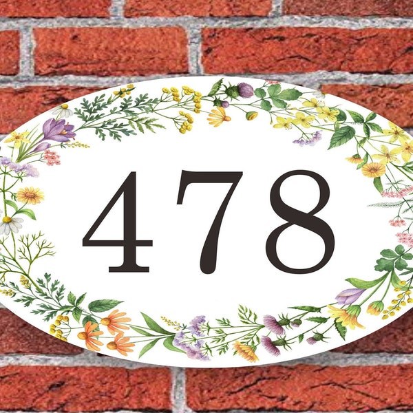 Numeri civici, segno del numero civico di fiori colorati, targa dell'indirizzo personalizzato per esterno, segno dell'indirizzo, targa del numero civico, numeri dell'indirizzo,C110