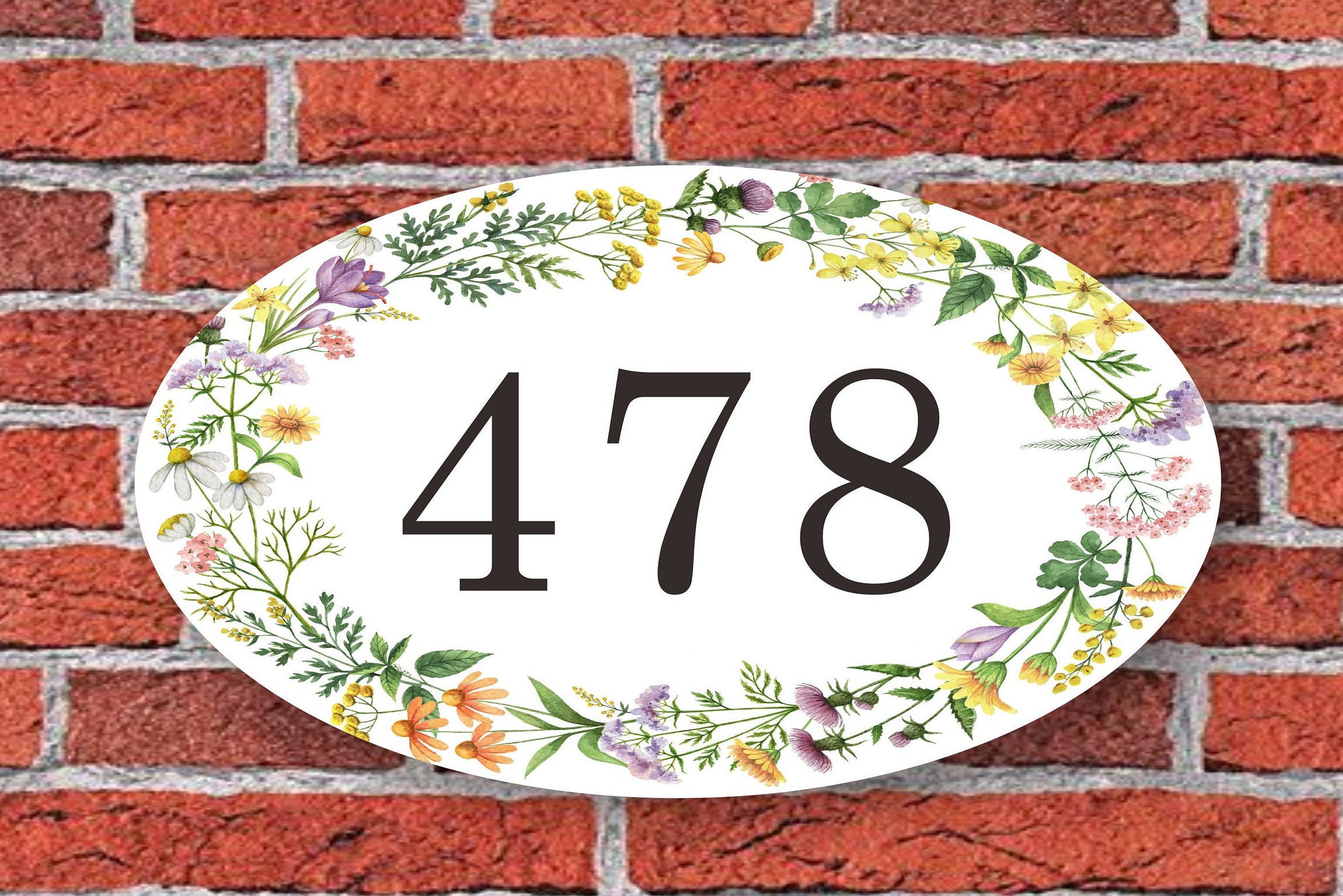 House Numbers, Colorful Flower House number sign, Custom Address plaque for outdoor, Address Sign, House Number Plaque, Address Numbers,C110