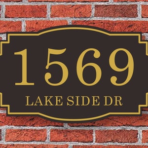 Victorian Address Sign, Custom Shaped Metal Sign, Heritage House Number Sign, 2 Line Lawn Address Plaque, Retro Wall Address Plaque, V2