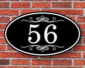 Custom Oval Address Sign Aluminum 12&quot;W x 7&quot;H, Personalized House Number Sign, Address Plaque, Housewarming Gift, 103