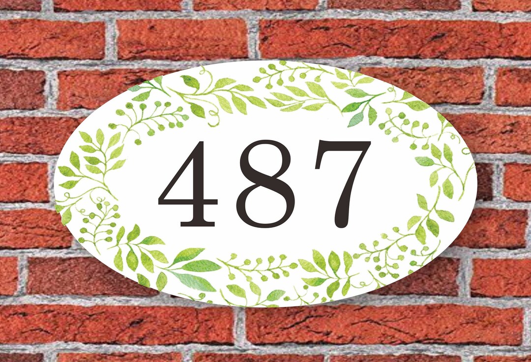 Green House Number Sign, Color Address Plaque, Custom Address Sign